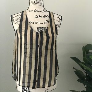 Black and ivory striped Timing tank top, small